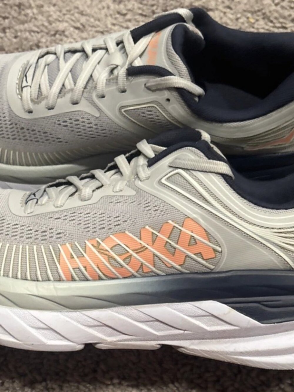Hoka One One Bondi 7 Running Shoes Women Size 9.5 Gray Comfort Wide Sneakers